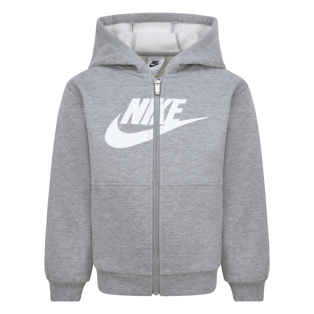 Nike NSW Club Fleece Hoodie Full Zip Grey Heather Little Kids