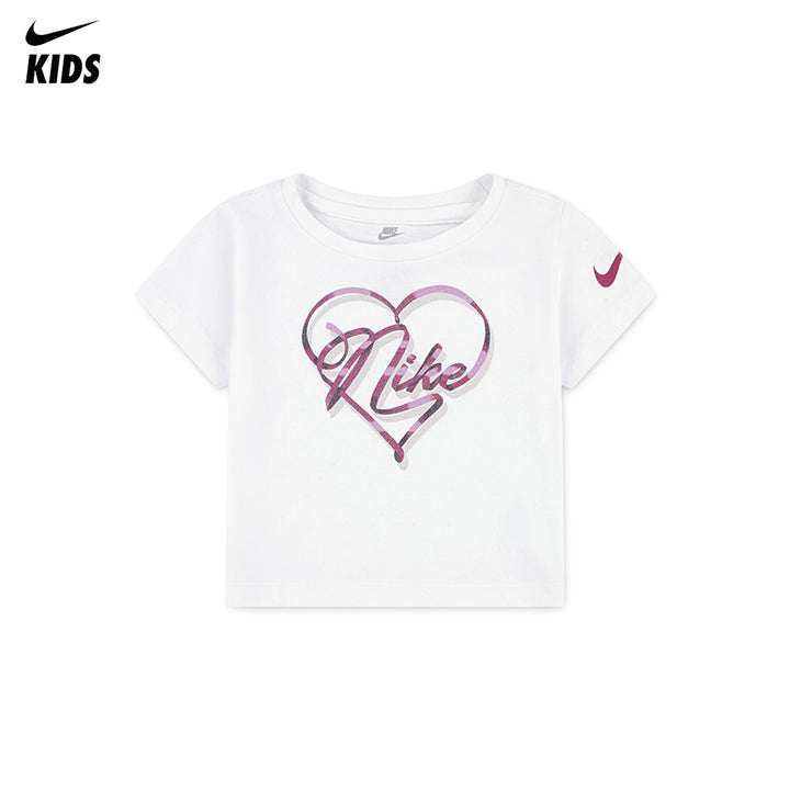 Nike Girls Swoosh On Pointe Graphic Short Sleeve T-Shirt White (Toddlers)