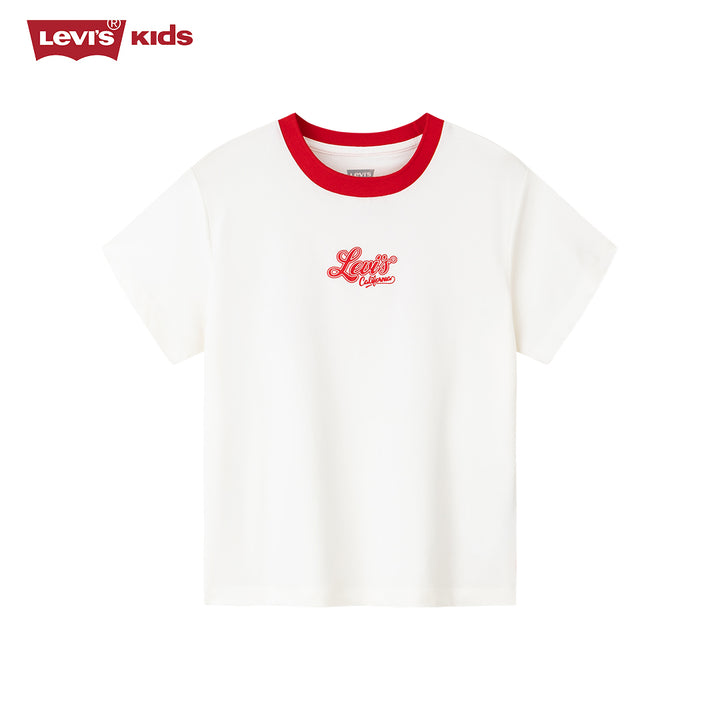 Levi's Girls Sugar Swizzle Cotton White T-Shirt (Little Kids)