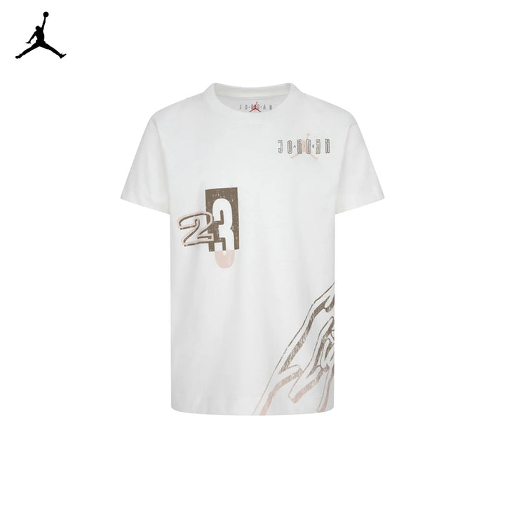 Jordan Girls 23 Spot Up Shooter White T-Shirt (Little Kids)