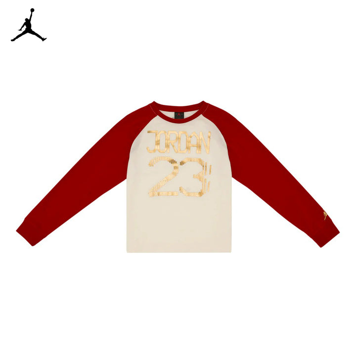 Jordan Girls CNY Collection 23 Red Raglan Long Sleeve T-Shirt (Little Kids)
