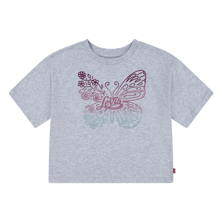 Levi's Meet and Greet Butterfly Light Gray Short Sleeve Tee (Big Kids)