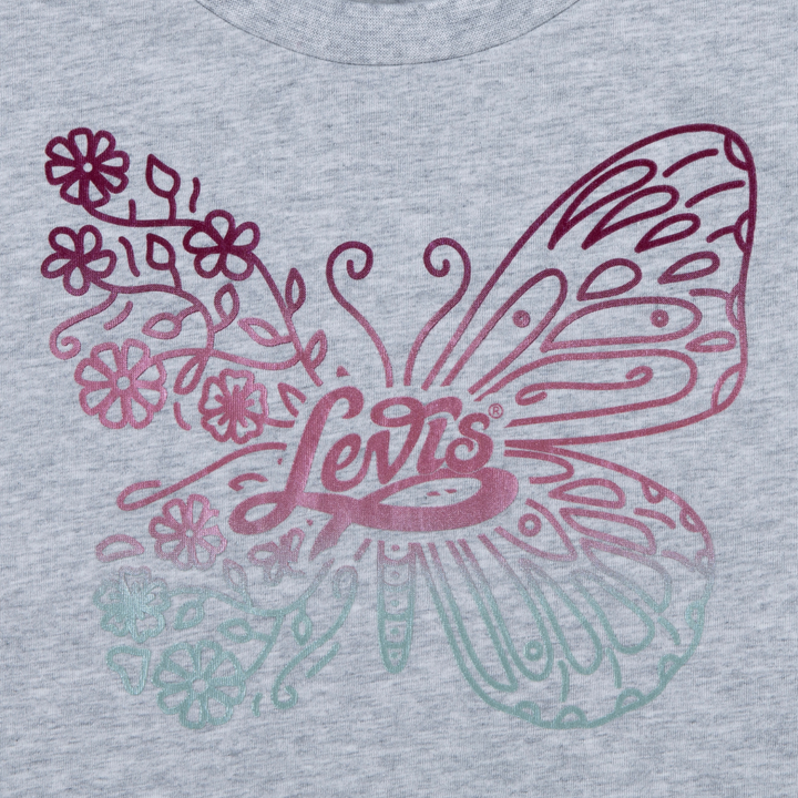 Levi's Meet and Greet Butterfly Light Gray Short Sleeve Tee (Big Kids)