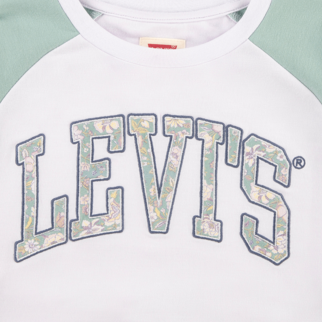 Levi's Collegiate Floral Long Sleeve Sleeve Top Blue Surf (Big Kids)