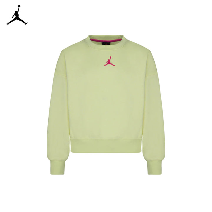 Jordan Girls Jumpman Icon Play Crewneck Green Sweatshirt (Big Kids)