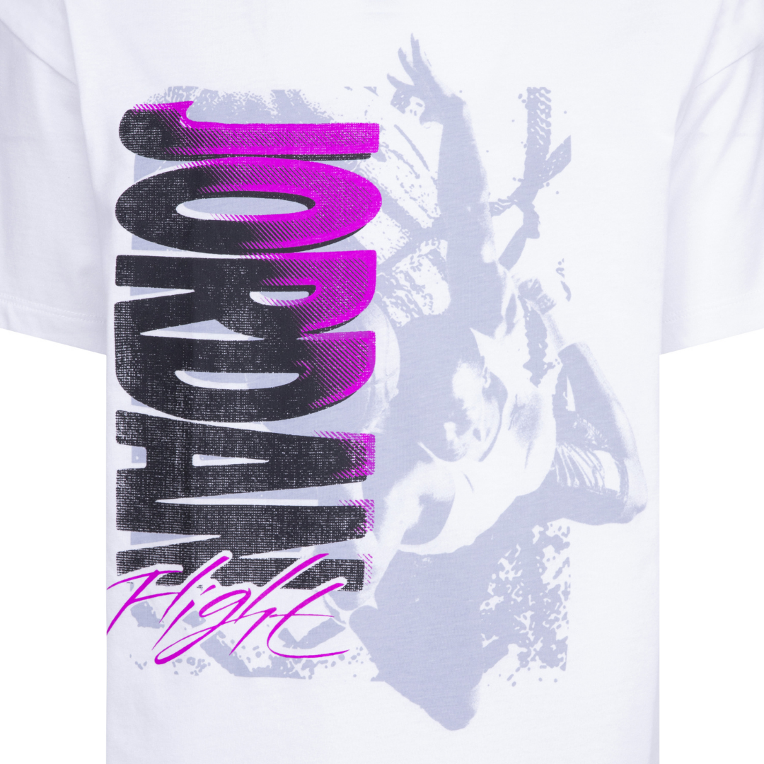 Jordan Throwback Flight Short Sleeve Tee White (Big Kids)