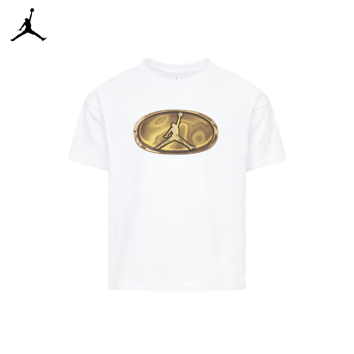 Jordan Girls 1st Baby Blue T-Shirt White (Big Kids)