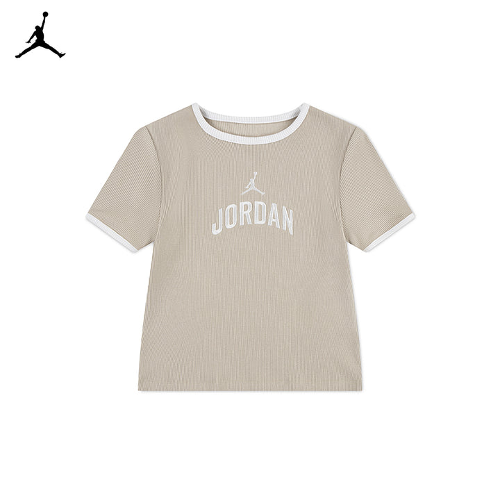 Jordan Girls Semi-Cropped Rib T-Shirt Sanddrift (Big Kids)