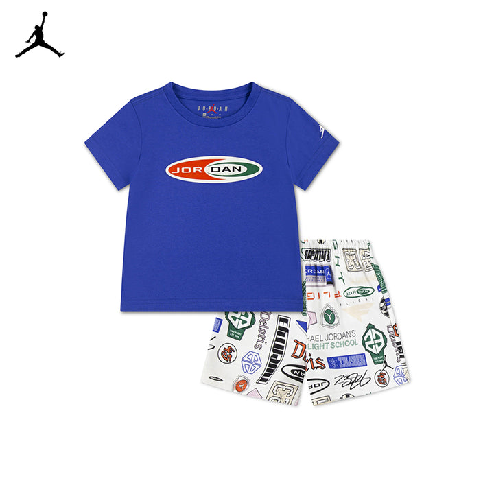 Jordan Boys 2-Piece Brooklyn AOP T-Shirt & White Printed Shorts Set (Toddler)