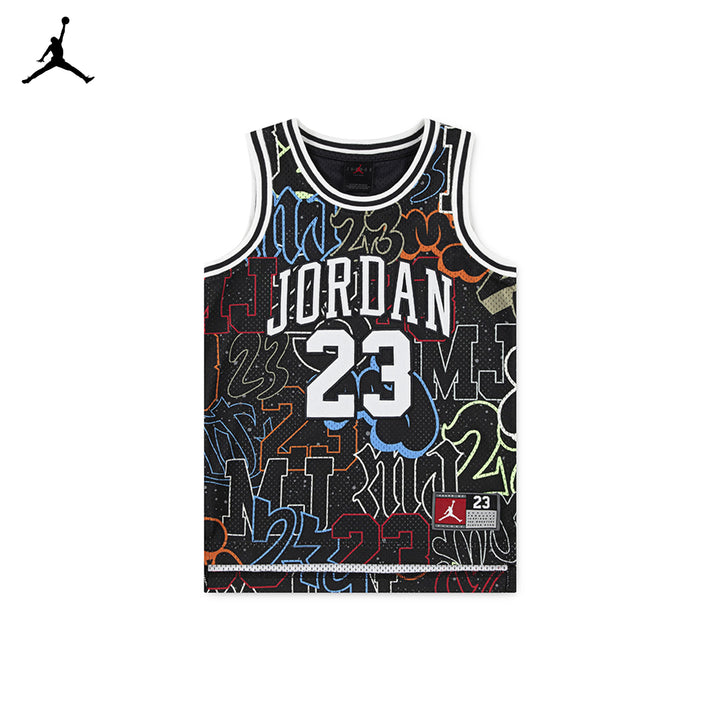 Jordan Boys Jordan 23 AOP Jersey Black/Sail (Little Kids)