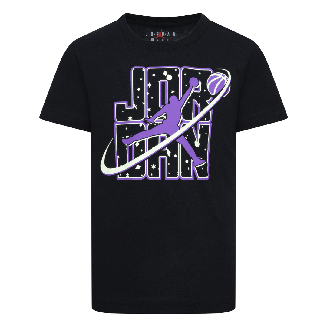Jordan Flight Galaxy Snow Short Sleeve Tee Black (Big Kids)