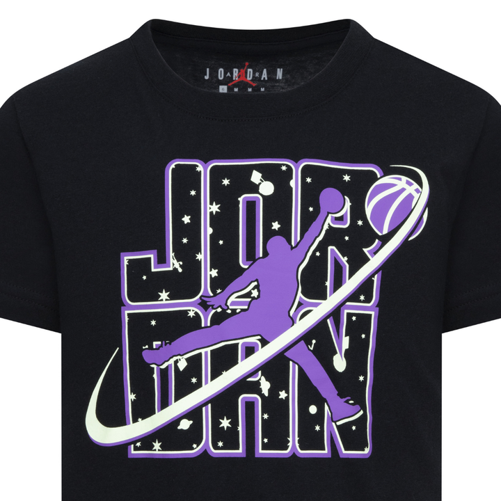 Jordan Flight Galaxy Snow Short Sleeve Tee Black (Big Kids)