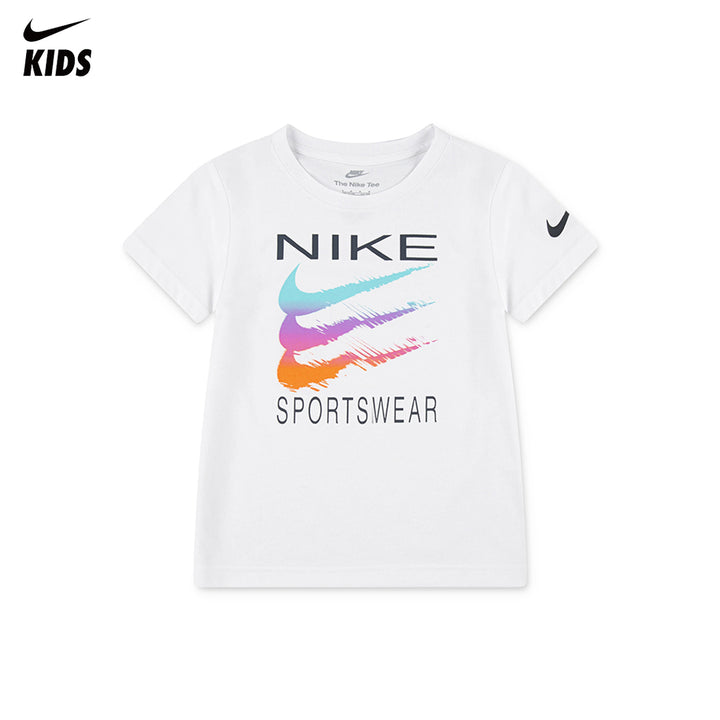Nike Boys Sportswear Swoosh White T-Shirt (Little Kids)