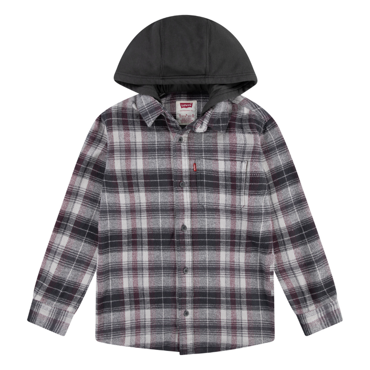 Levi's Hooded Flannel Shirt Castlerock (Big Kids)