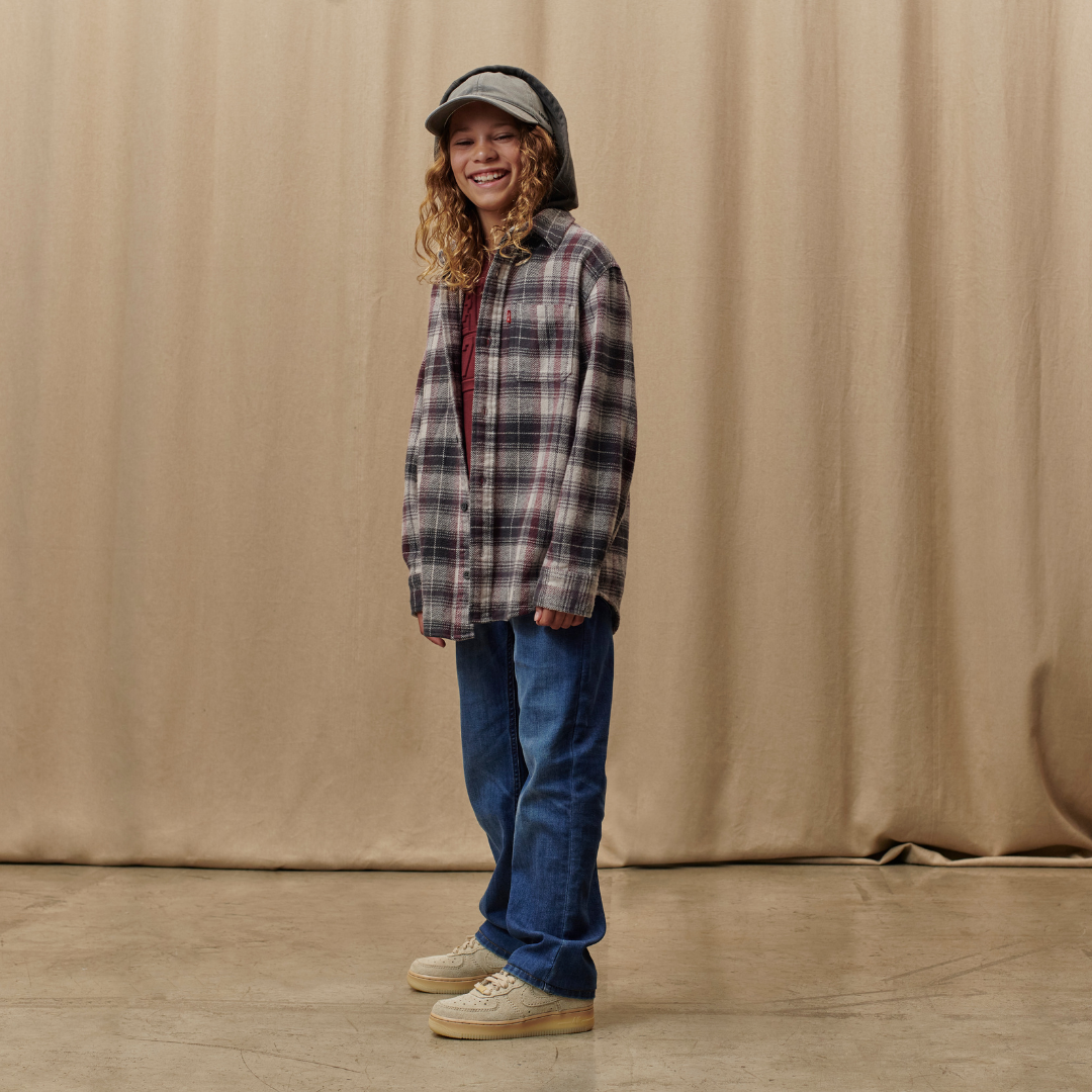Levi's Hooded Flannel Shirt Castlerock (Big Kids)