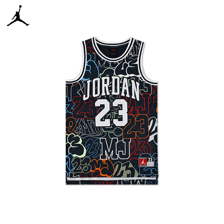 Jordan Boys Jordan 23 AOP Jersey Black/Sail (Big Kids)