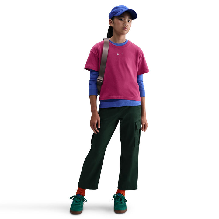 Nike Girls Sportswear Essential Boxy Short Sleeve T-Shirt Sweet Beet (Big Kids)