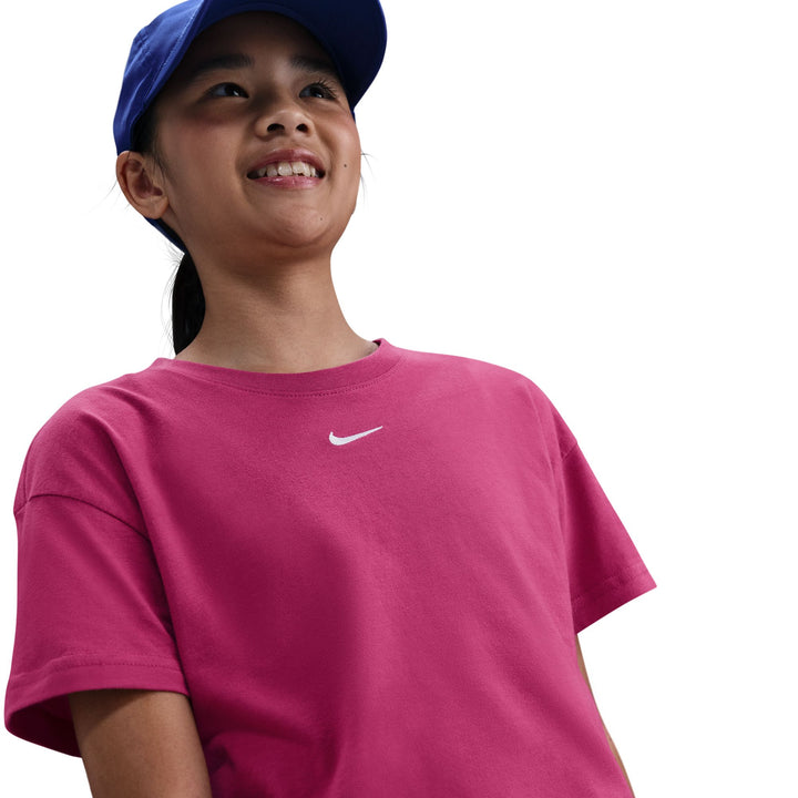 Nike Girls Sportswear Essential Boxy Short Sleeve T-Shirt Sweet Beet (Big Kids)