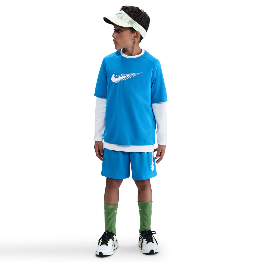 Nike Boys Multi Dri-FIT Short-Sleeve T-Shirt Blue/White (Big Kids)