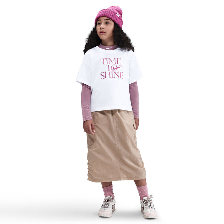 Nike Girls Sportswear Empower Shine T-Shirt White (Big Kids)