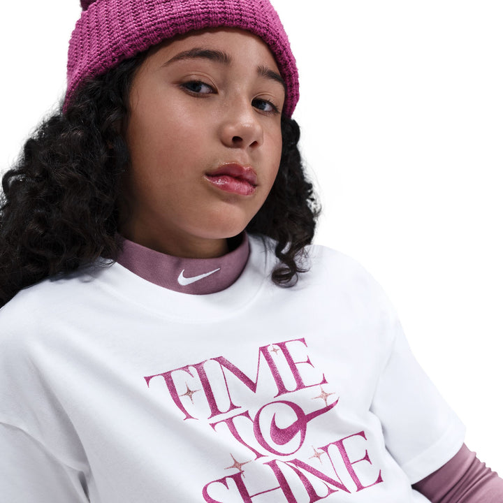 Nike Girls Sportswear Empower Shine T-Shirt White (Big Kids)