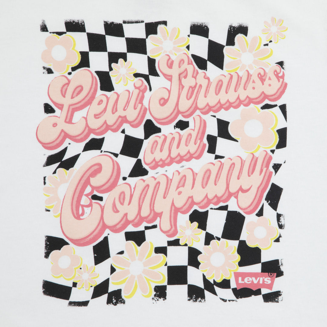 Levi's Girls Checkerboard Oversized Tee Bright White (Little Kids)