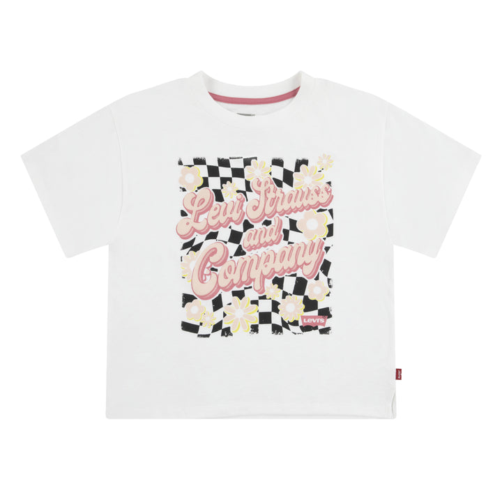 Levi's Girls Checkerboard Oversized Tee Bright White (Little Kids)