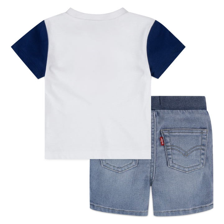 Levi's Boys Tee With Dobby Short Set White (Infant)