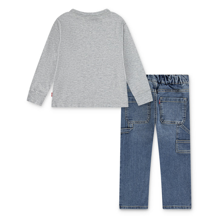 Levi's Boys Cowboy Tee & Carpenter Set Grey Heather (Toddlers)