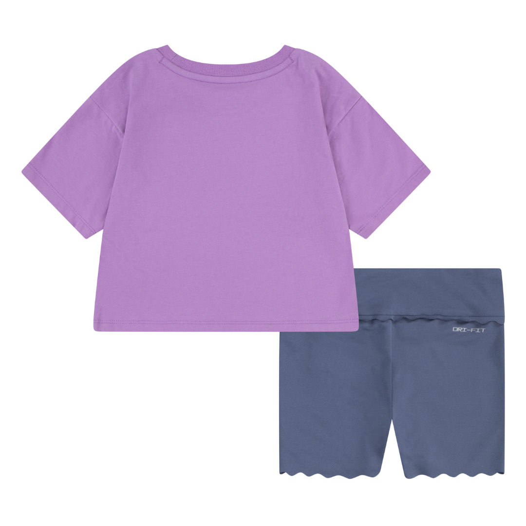 Nike Girls Swoosh Motion Bike Shorts Set Diffused Blue (Toddlers)
