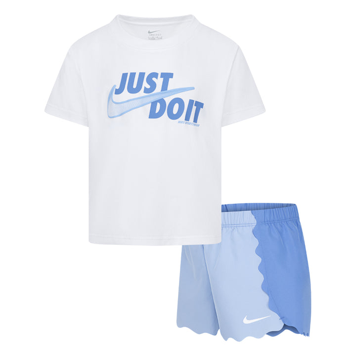 Nike Girls Swoosh Motion Wavy Shorts Set Psychic Blue (Little Kids)