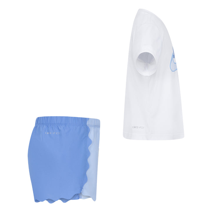 Nike Girls Swoosh Motion Wavy Shorts Set Psychic Blue (Little Kids)