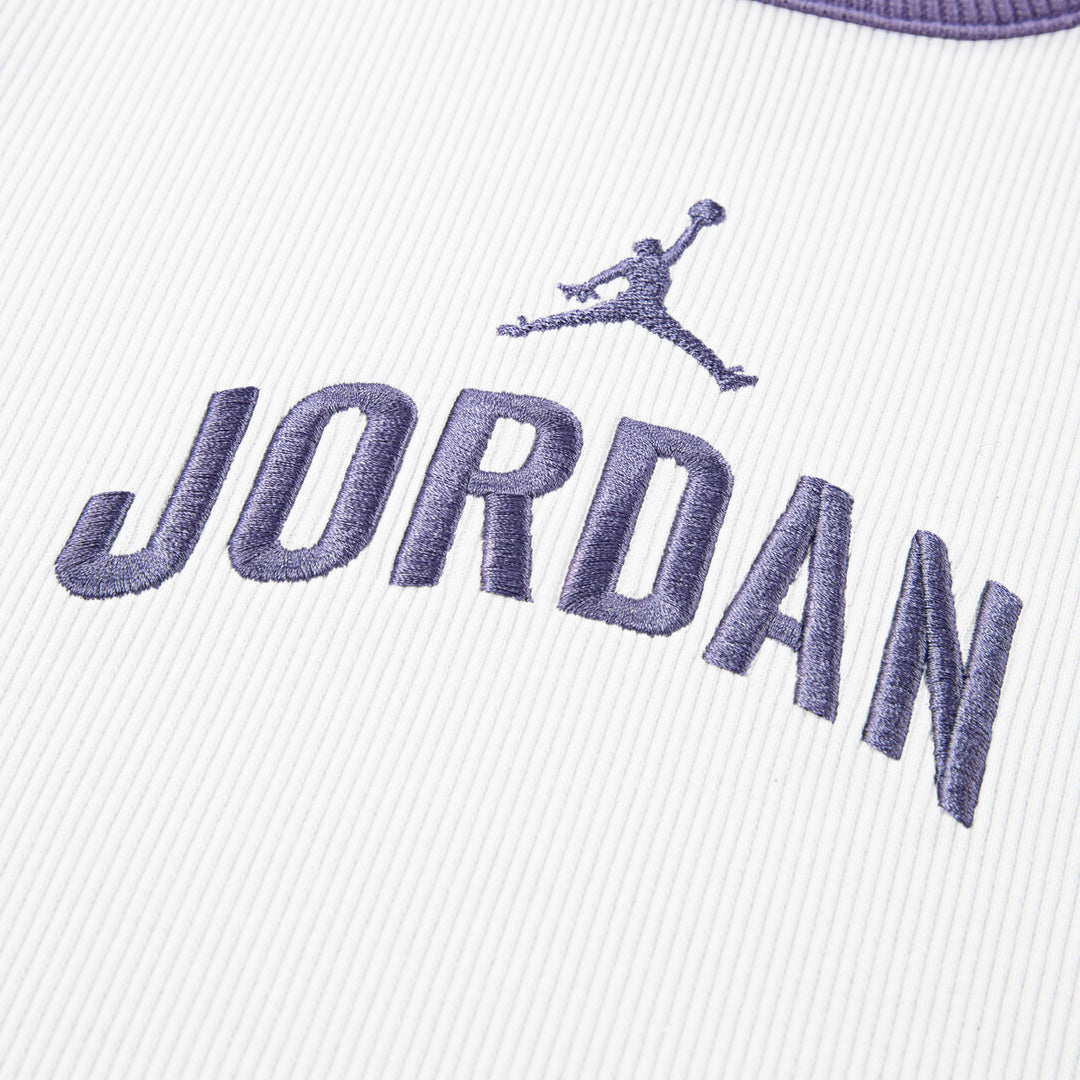 Jordan Girls Semi-Cropped Rib T-Shirt White (Big Kids)
