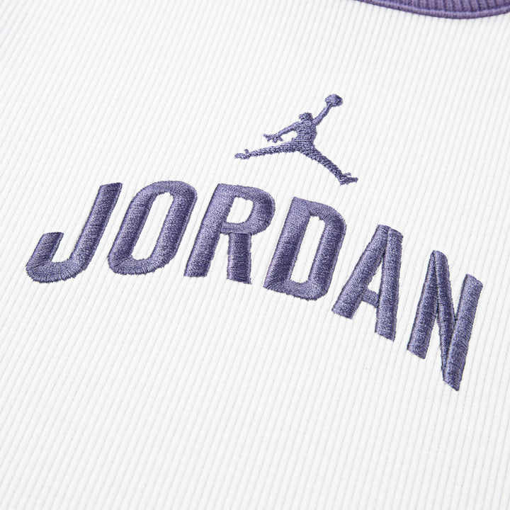 Jordan Girls Semi-Cropped Rib T-Shirt White (Big Kids)