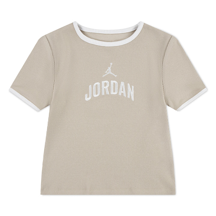 Jordan Girls Semi-Cropped Rib T-Shirt Sanddrift (Big Kids)