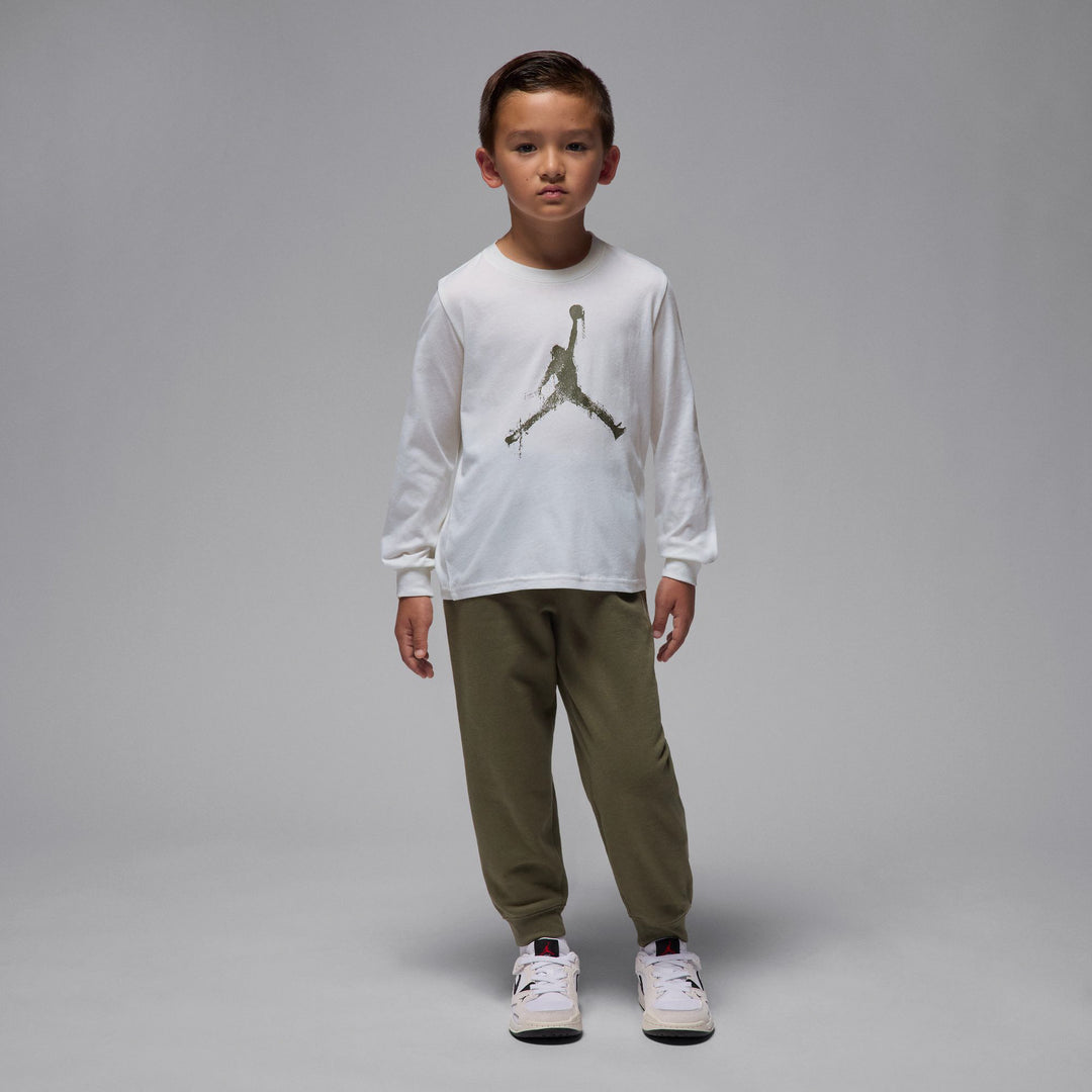 Jordan Boys Jumpman Drips White Long Sleeve T-Shirt (Little Kids)