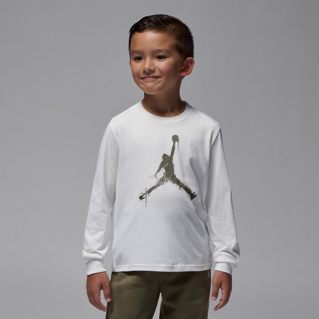 Jordan Boys Jumpman Drips White Long Sleeve T-Shirt (Little Kids)