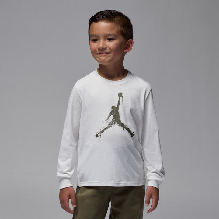 Jordan Boys Jumpman Drips White Long Sleeve T-Shirt (Little Kids)