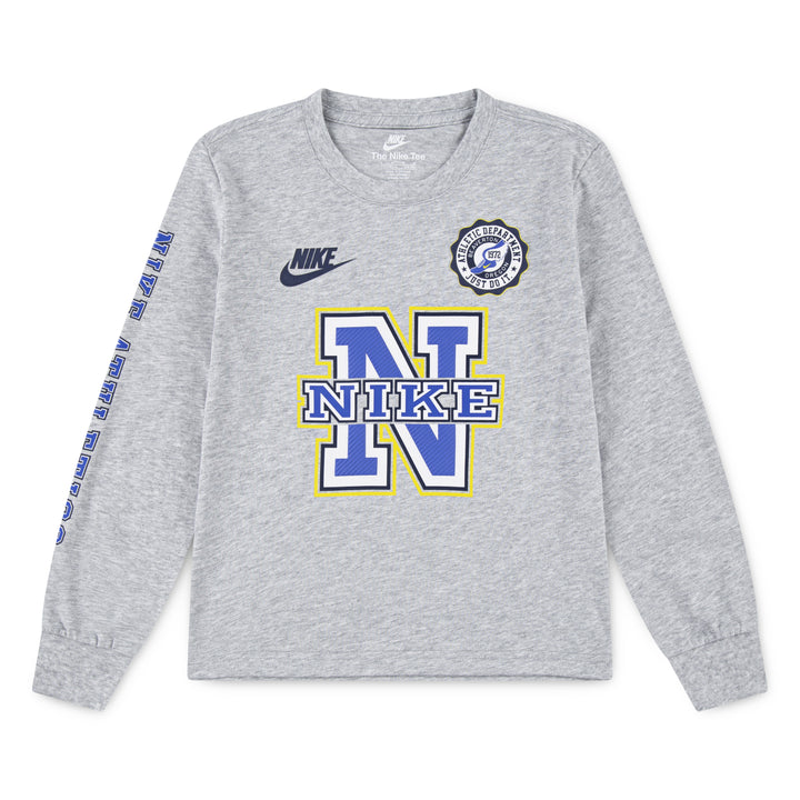 Nike Boys Athletics Long Sleeve T-Shirt Light Smoke Gray Heather (Little Kids)