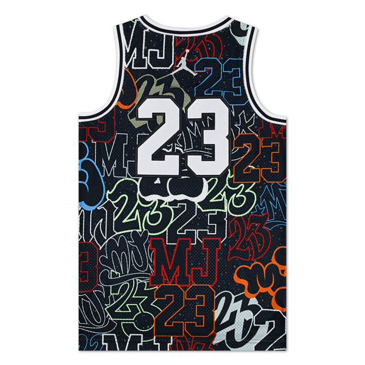 Jordan Boys Jordan 23 AOP Jersey Black/Sail (Big Kids)