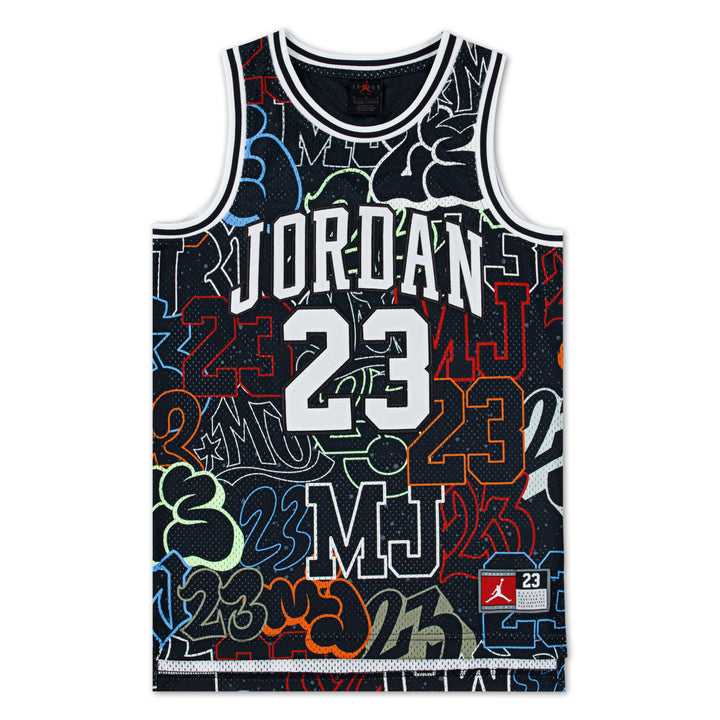 Jordan Boys Jordan 23 AOP Jersey Black/Sail (Big Kids)