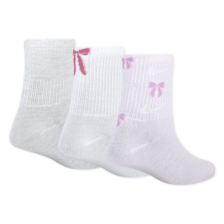 Nike Girls Nike Bow 3 Pack Half-Crew Socks Birch Heather (Big Kids)