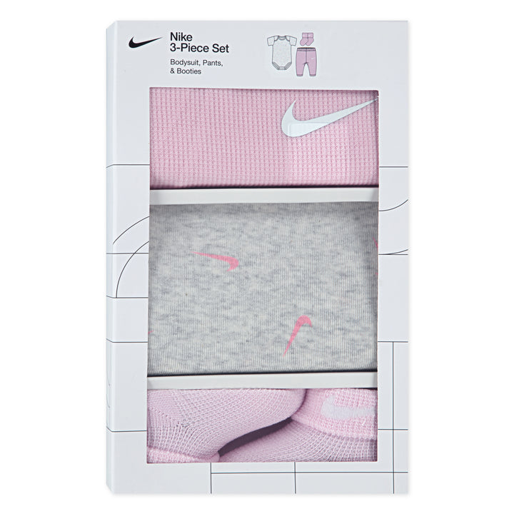 Nike Girls Bodysuit & Waffle 3 Pack Set Pink Foam (Infant)