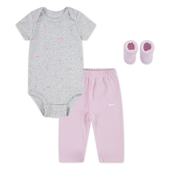 Nike Girls Bodysuit & Waffle 3 Pack Set Pink Foam (Infant)