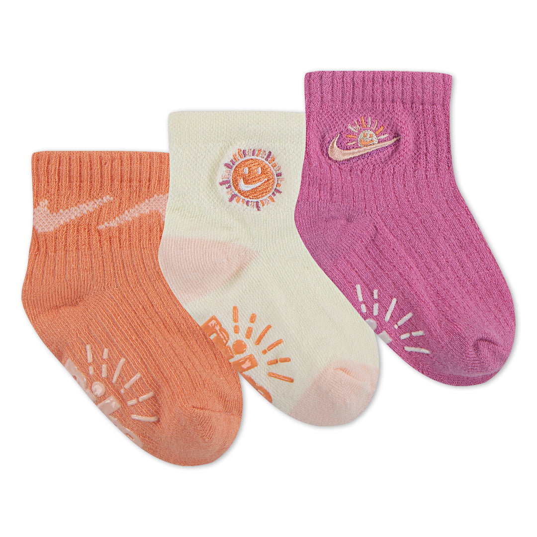 Nike Girls Sunny Swoosh 3 Pack Gripper Set Apricot Agate (Infant)