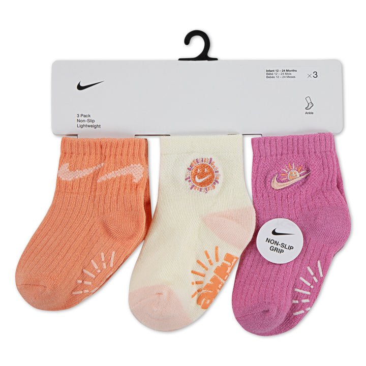 Nike Girls Sunny Swoosh 3 Pack Gripper Set Apricot Agate (Infant)