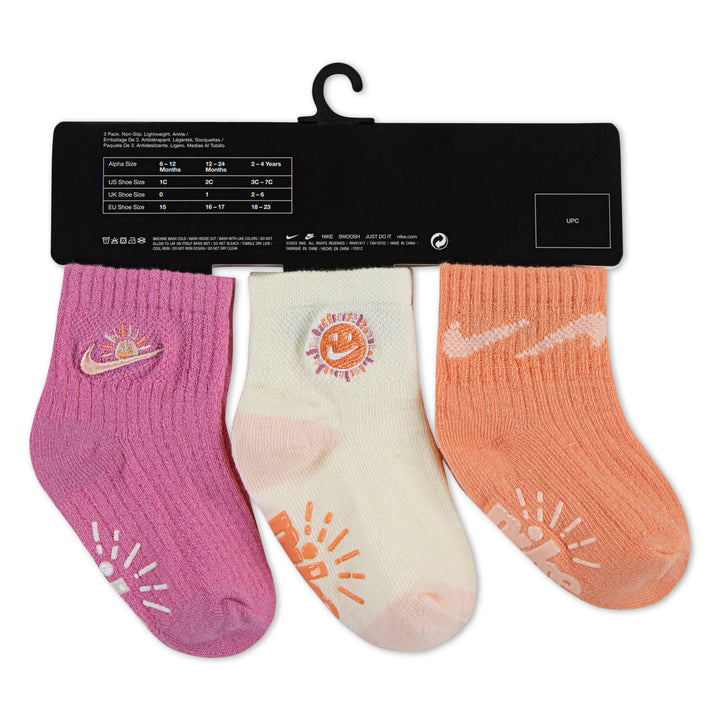 Nike Girls Sunny Swoosh 3 Pack Gripper Set Apricot Agate (Infant)