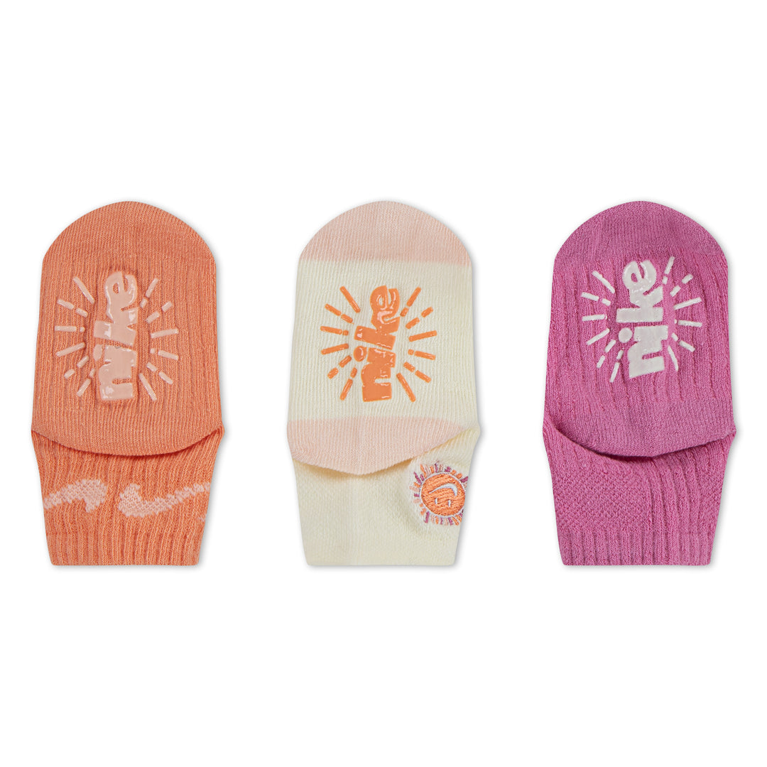Nike Girls Sunny Swoosh 3 Pack Gripper Set Apricot Agate (Infant)