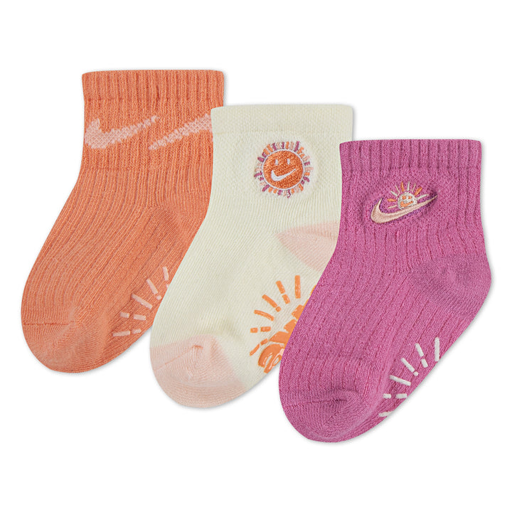 Nike Girls Sunny Swoosh 3 Pack Gripper Set Apricot Agate (Infant)