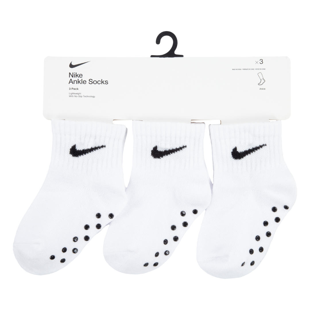 Nike 3-Pack Core Swoosh Gripper Ankle Socks White/Black (Infant)
